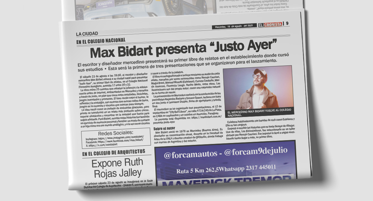 Max Bidart en El Nuevo Cronista, Mercedes Buenos Aires