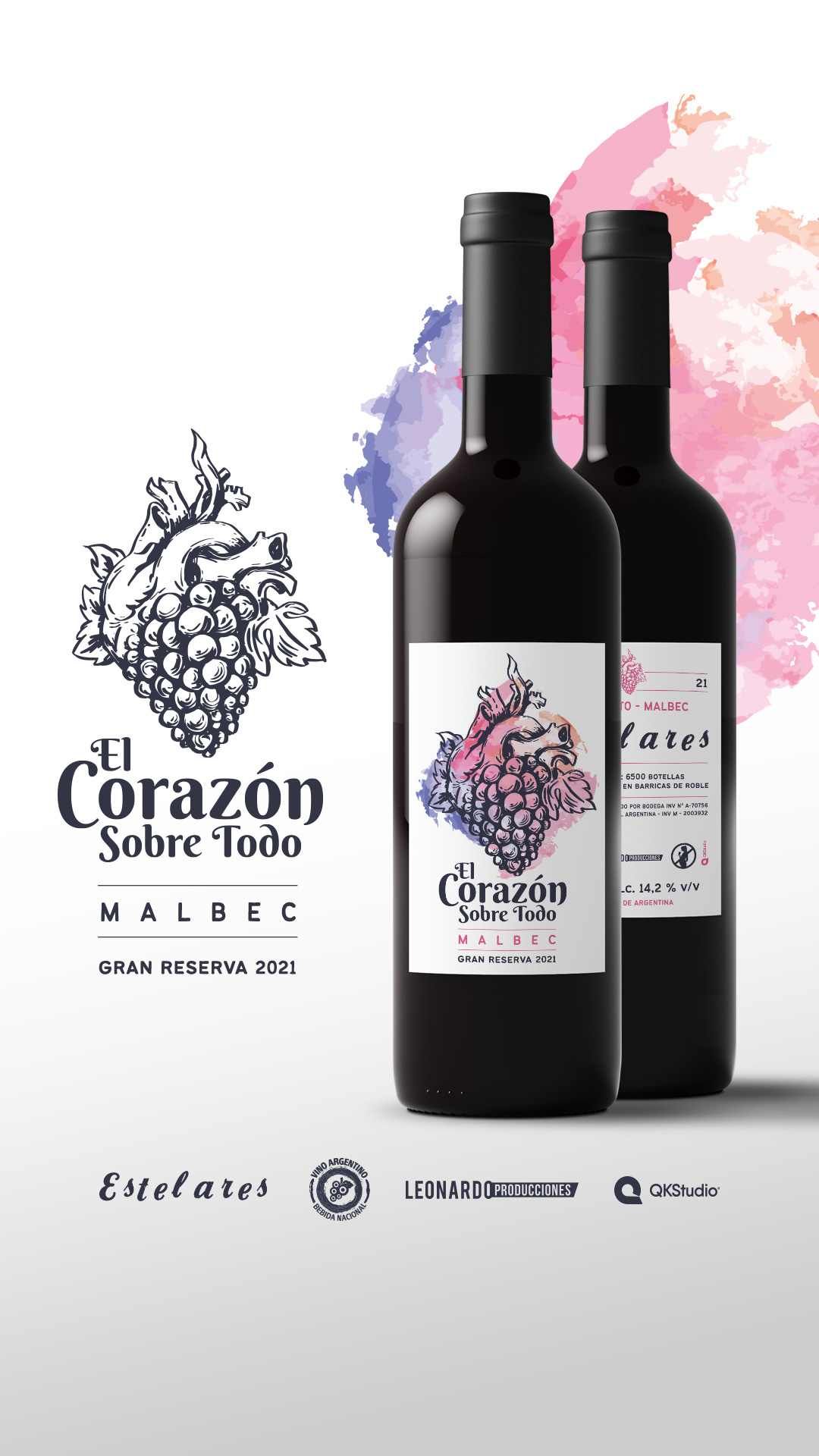 Etiqueta para el vino de Estelares, por Max Bidart